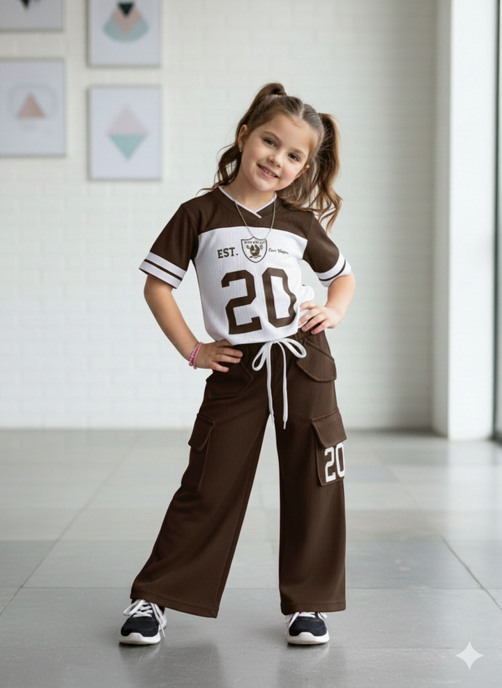 Girl's Causal Brown Co-Ord  Set [GCS-6195](3-12 Years)