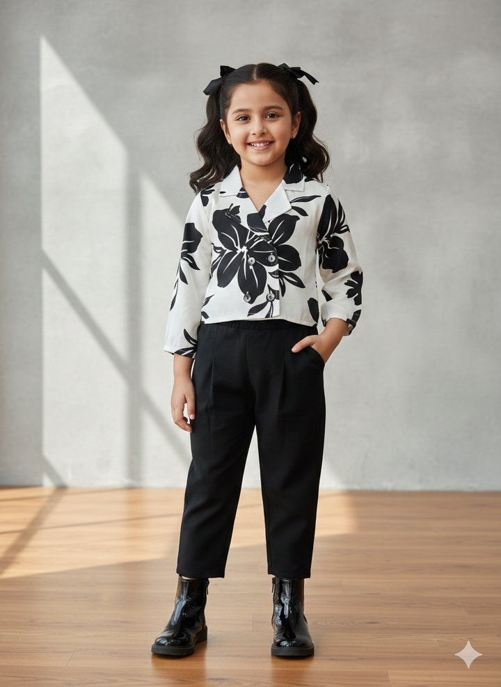 Girl's Printed Partywear Co-Ord Set [GCS-6150] (4-12 Years)