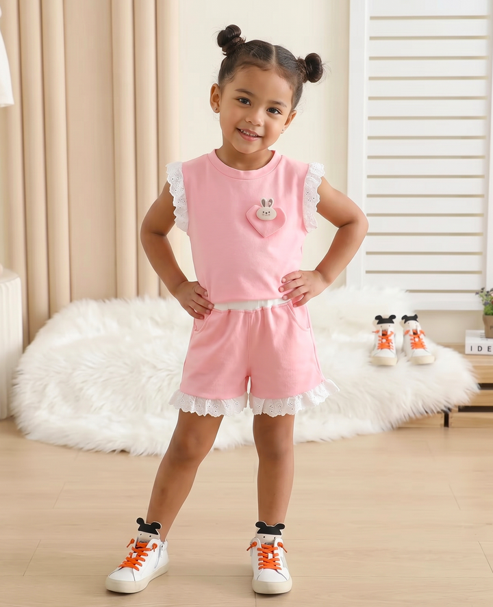 Girl's Summer Imported Pink Co-Ord Set [GCS-2027] (2-7 Years)