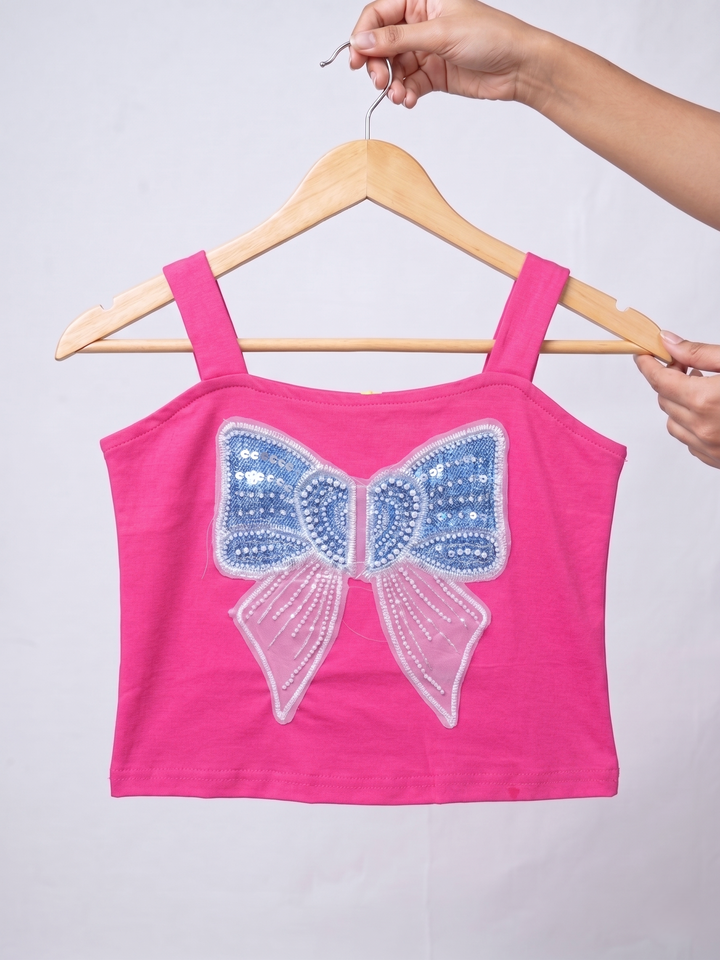Girls Embroidered Pink Bow Top [GT-157] [9M-12 year]