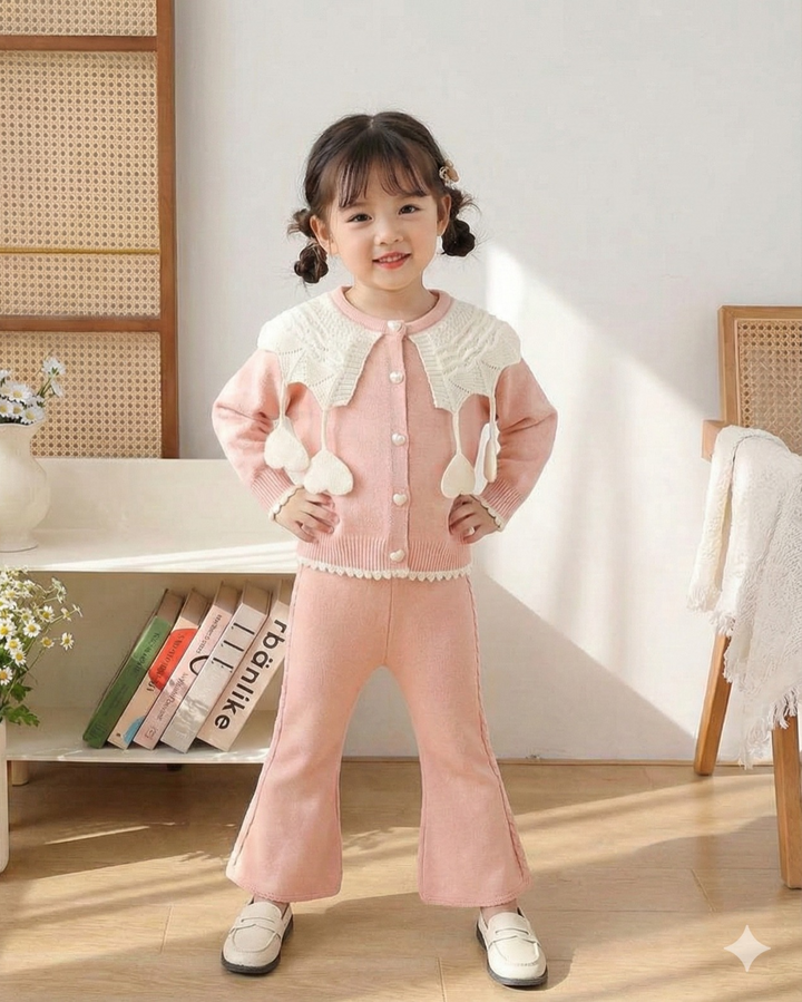 Girls Korean Knitted Winter Co-Ord Set [GCS-6341](1-6 Years)