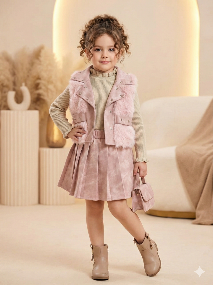 Girl's 3 Piece Imported Co-Ord Set [GCS-6138](4-9 Years)
