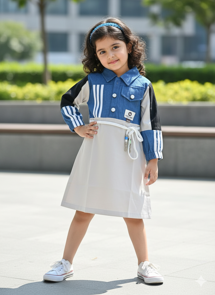 Girls Designer Denim Dress [GD-6410] (4-12 Years)