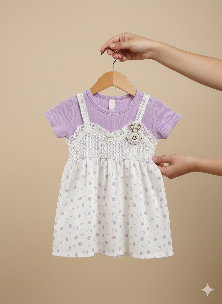Girls Summer Cotton Frock [4A-6379] (6M - 3 Years)