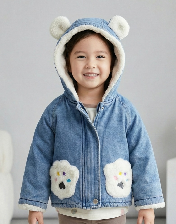 Girls Imported Winter Hoodie Fur Jacket [GT-184] [2-7Years]