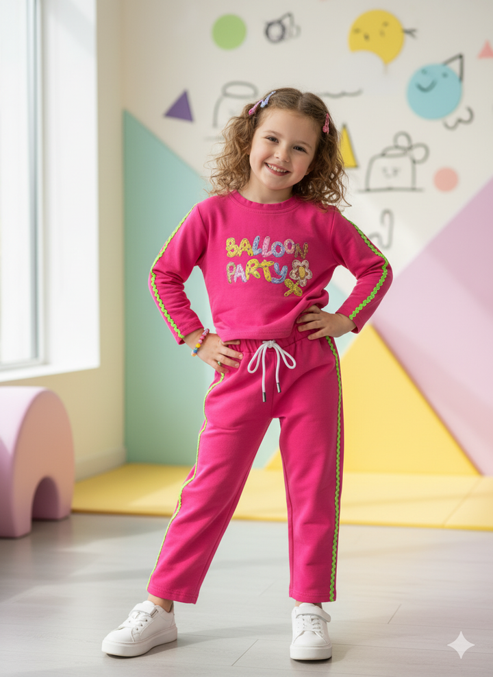 Girl's Casual Hot Pink Co-Ord Set [GCS-6550](4-12 Years)