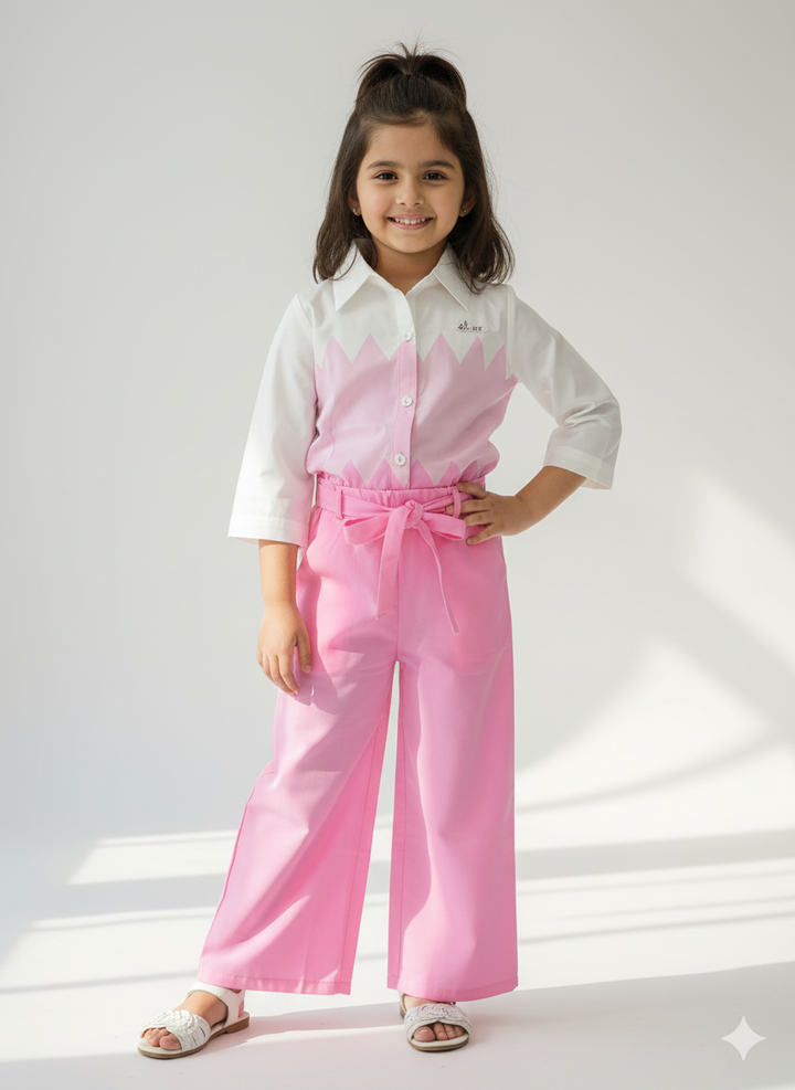 Girl's Causal Baby Pink Co-Ord Set [GCS-6509] (4-12 Years)