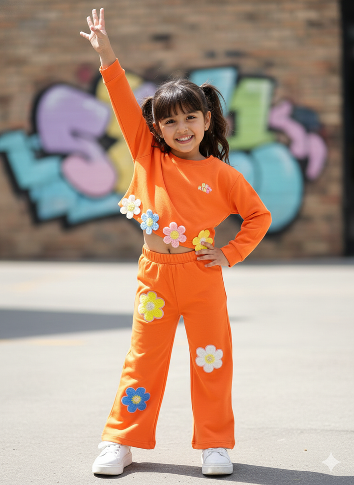 Girl's Party Wear Orange Co-Ord Set [GCS-6262](4-12 Years)