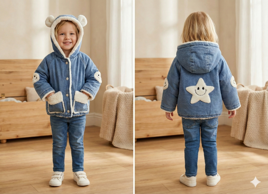 Girls Imported Winter Hoodie Fur Jacket [GT-183] [2-7Years]