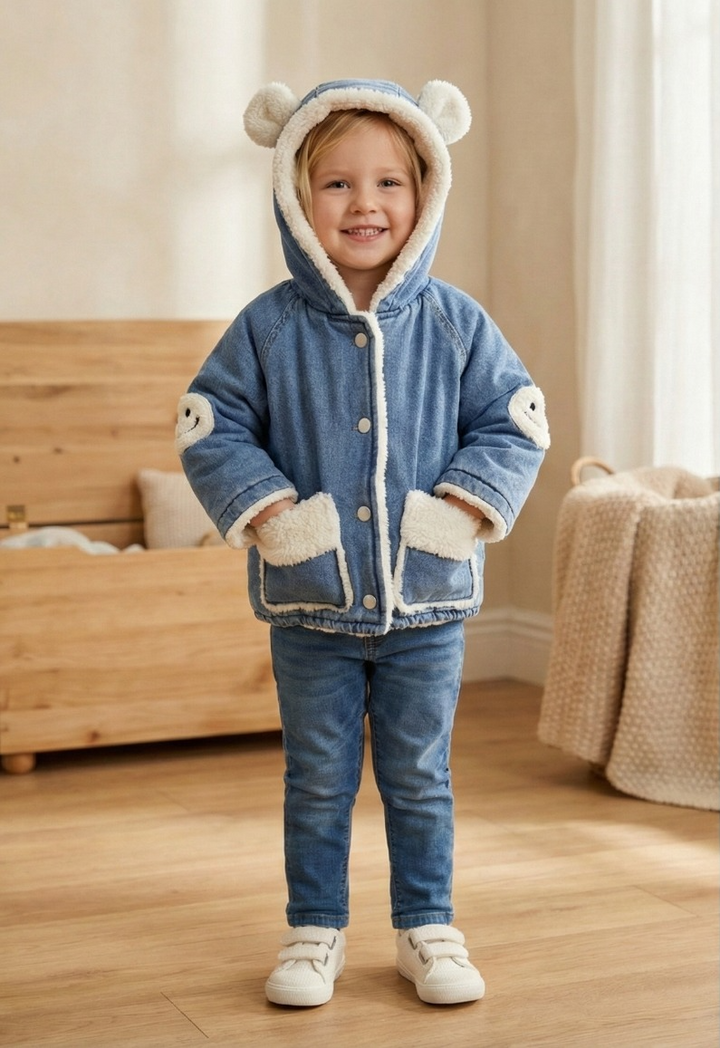 Girls Imported Winter Hoodie Fur Jacket [GT-183] [2-7Years]