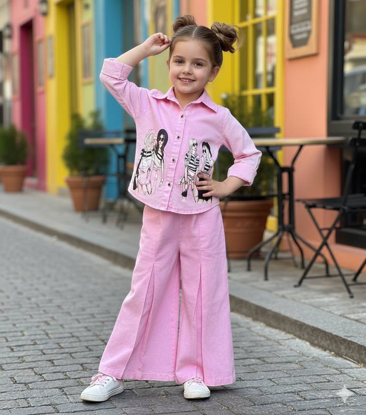 Girl's Denim Co-Ord Set [GCS-4001] (4-12 Years)