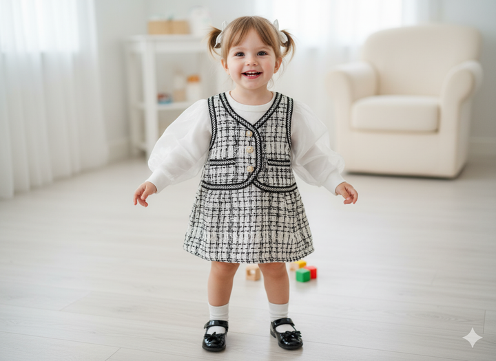 Girls Imported White Frock [GF-6405] (9M - 4Years)