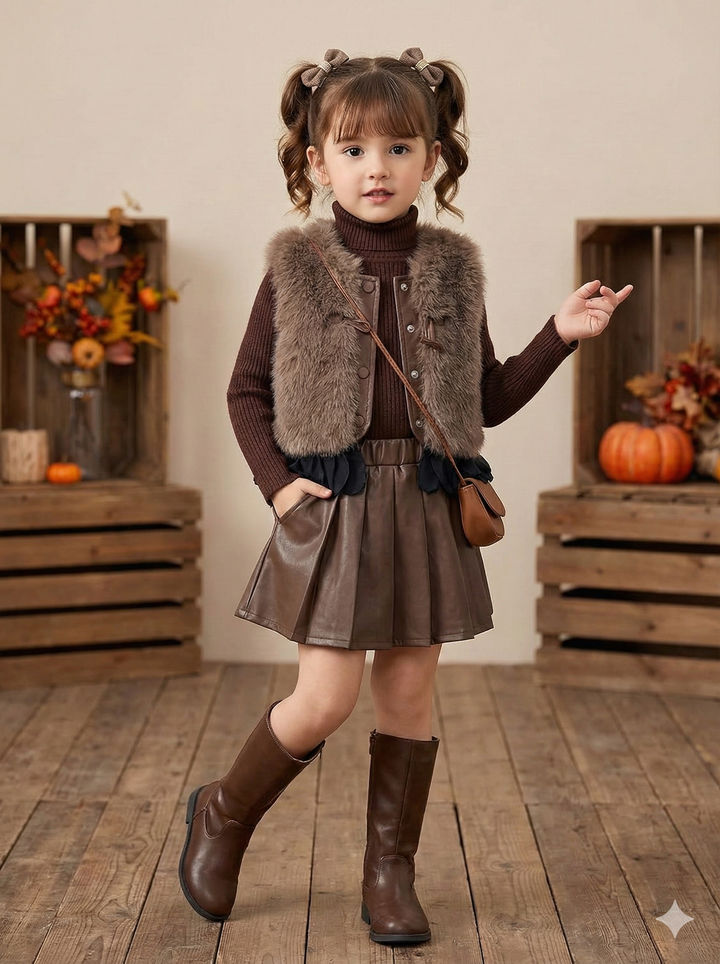 Girl's 3 Piece Imported Co-Ord Set [GCS-6140](4-9 Years)