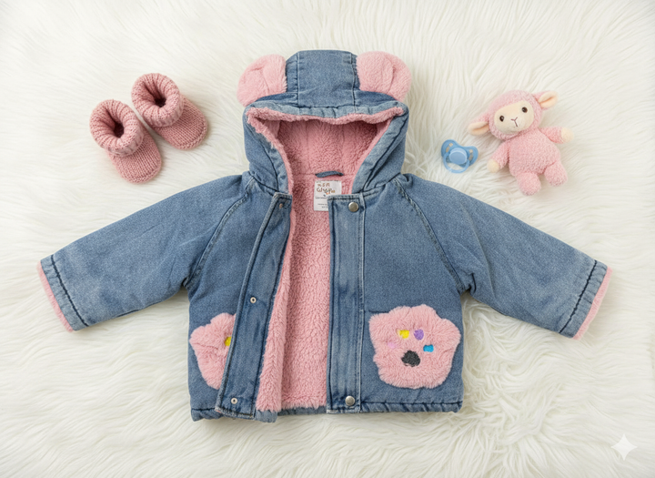 Girls Imported Winter Hoodie Fur Jacket [GT-185] [2-7Years]