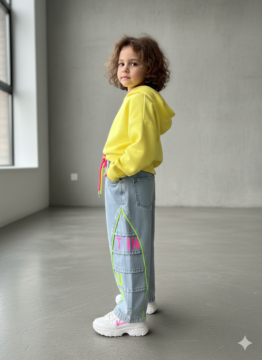 Girls Designer Wide Leg Denim Jeans (Only Jeans) [GJ-1036] (1-12Years)