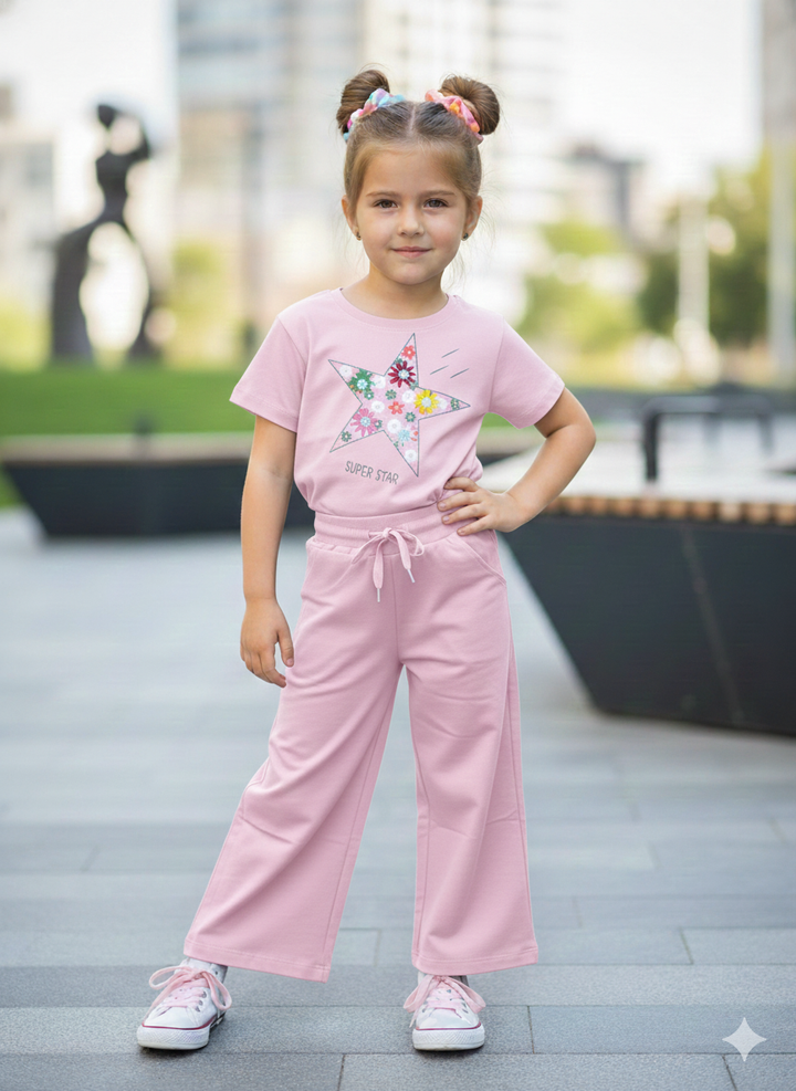 Girl's Causal Baby Pink Co-Ord Set [GCS-6183](3-12 Years)