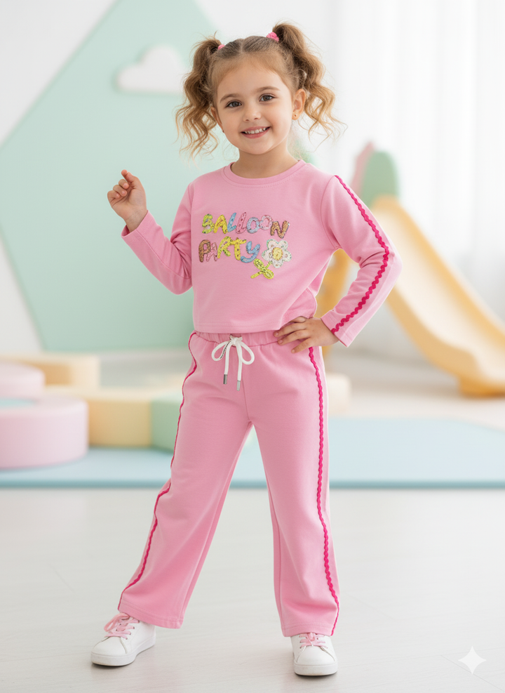 Girl's Casual Baby Pink Co-Ord Set [GCS-6546](4-12 Years)