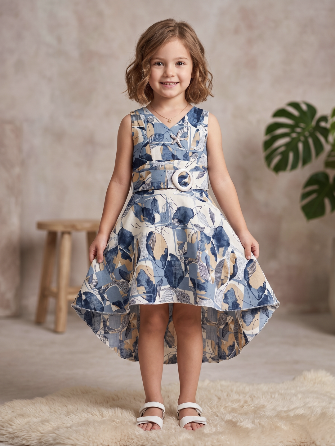 Girls Printed Cotton Dress [GD-5898] (3-11 Years)