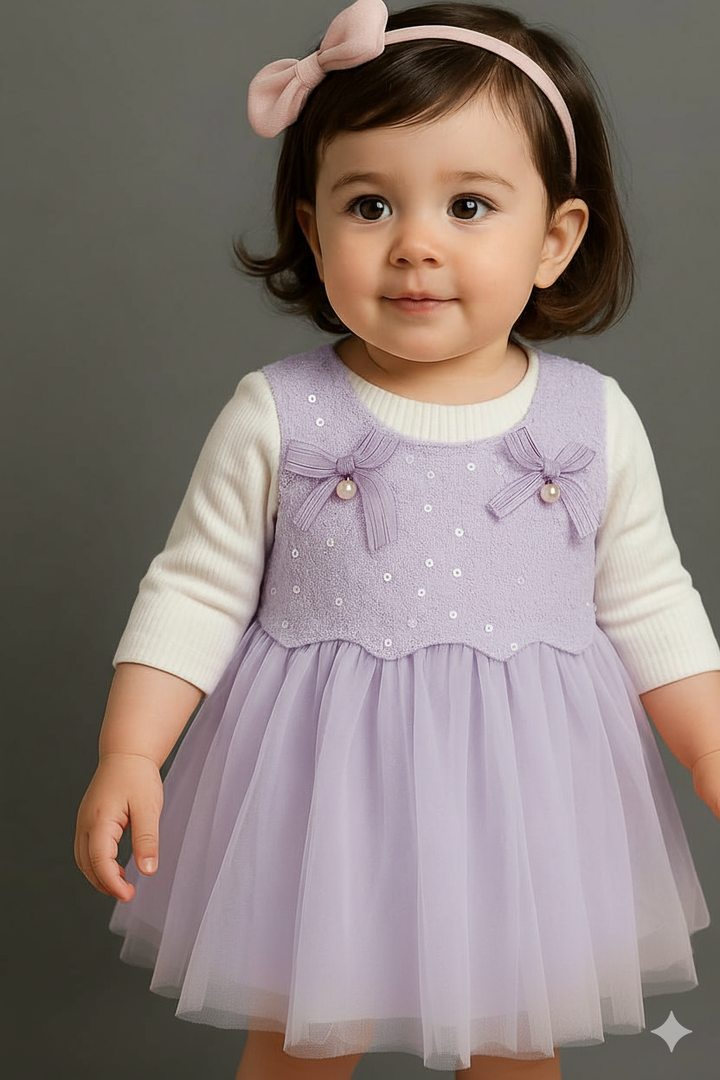 Girl’s Imported Purple Frock [GF-7393] (9M - 3 Years)