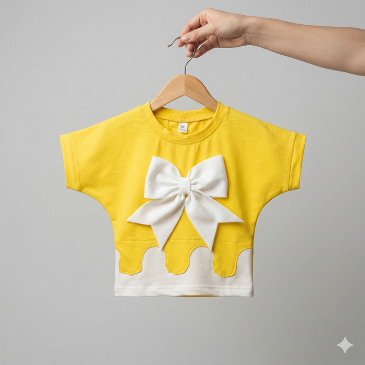 Girls Designer Yellow Bow Top [GT-110] [4-12 year]