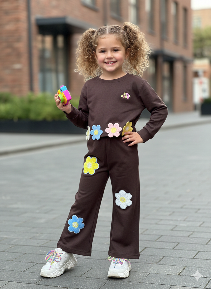 Girl's Party Wear Brown Co-Ord Set [GCS-6260](4-12 Years)