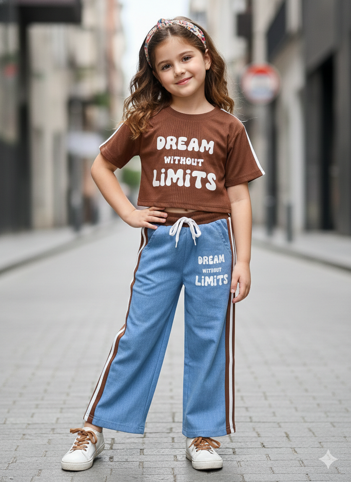 Girl's Causal Brown Co-Ord Set [GCS-5049](3-12 Years)