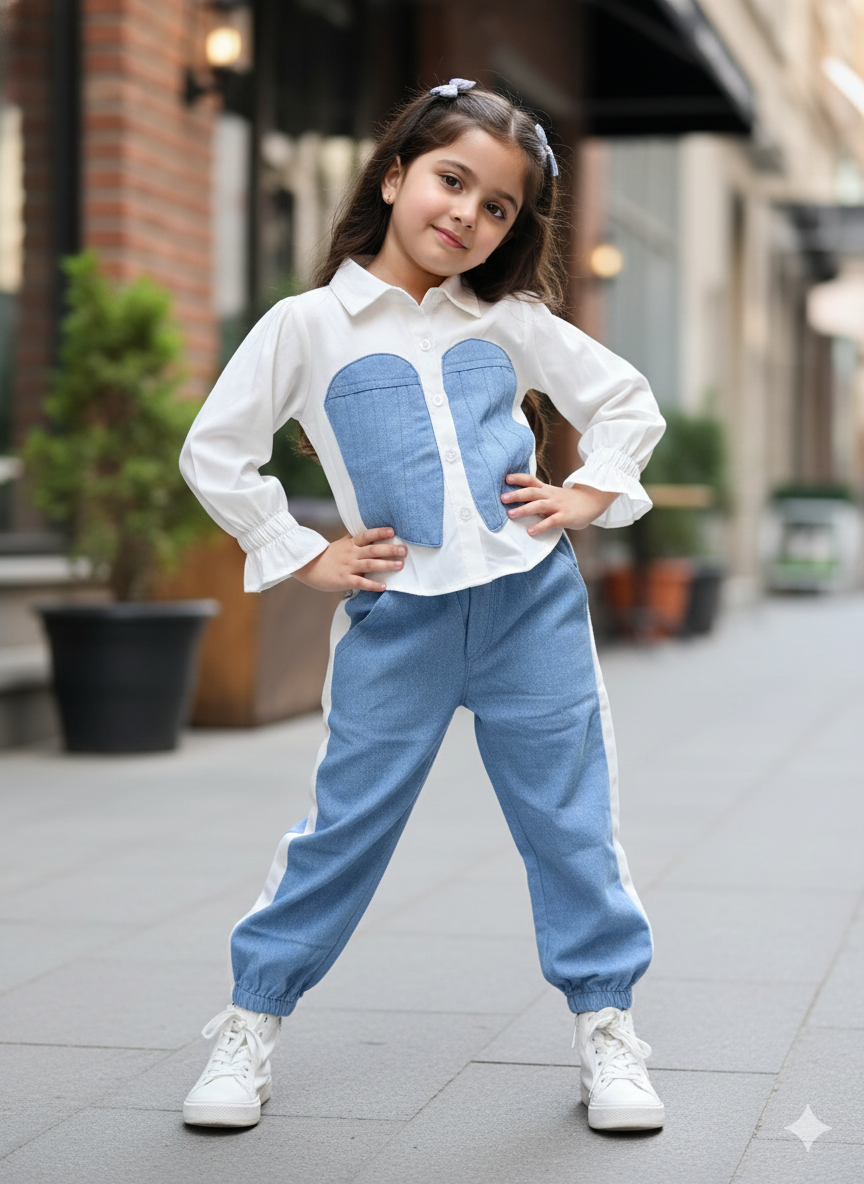 Girl's Designer Denim Co-Ord Set [GCS-6009] (3-15 Years)