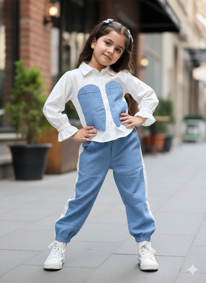 Girl's Designer Denim Co-Ord Set [GCS-6009] (3-15 Years)