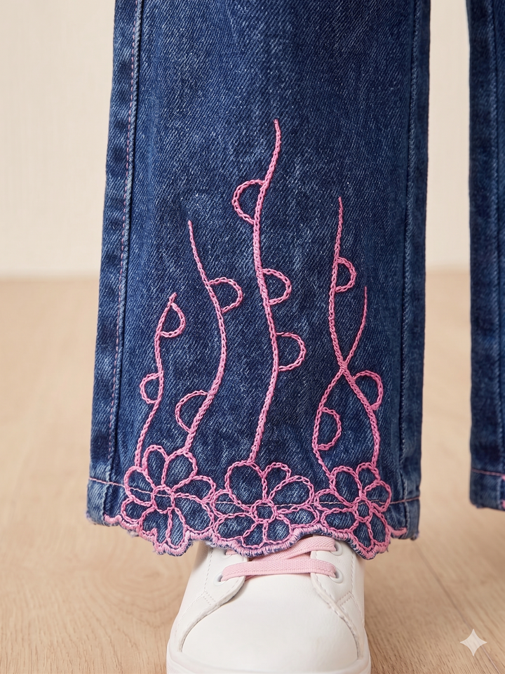 Girls Designer Straight Pink Fit  Denim (Only Jeans) [GJ-1060] (1-12Years)