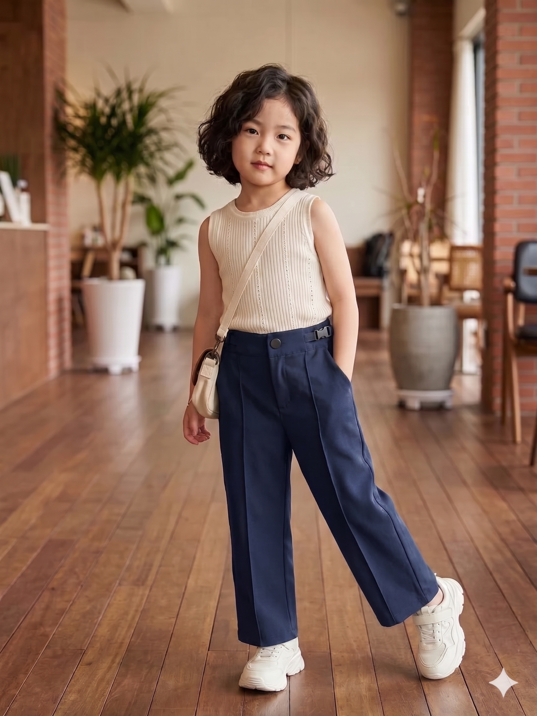 Girls Navy Blue Korean Pant [ONLY PANT] [GJ-2451) (4-12Years)