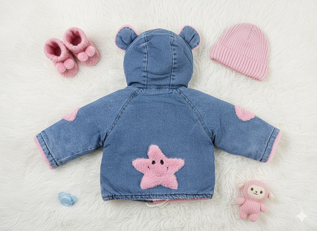 Girls Imported Winter Hoodie Fur Jacket [GT-186] [2-7Years]