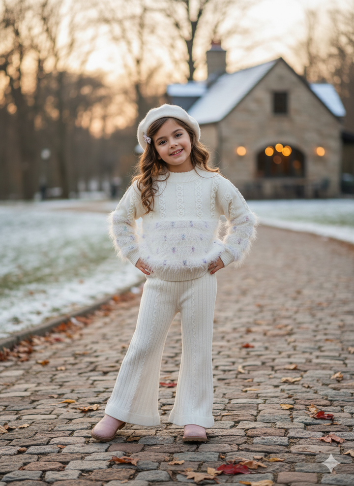 Girl's Imported White Co-Ord Set [GCS-6791] (1-6 Years)