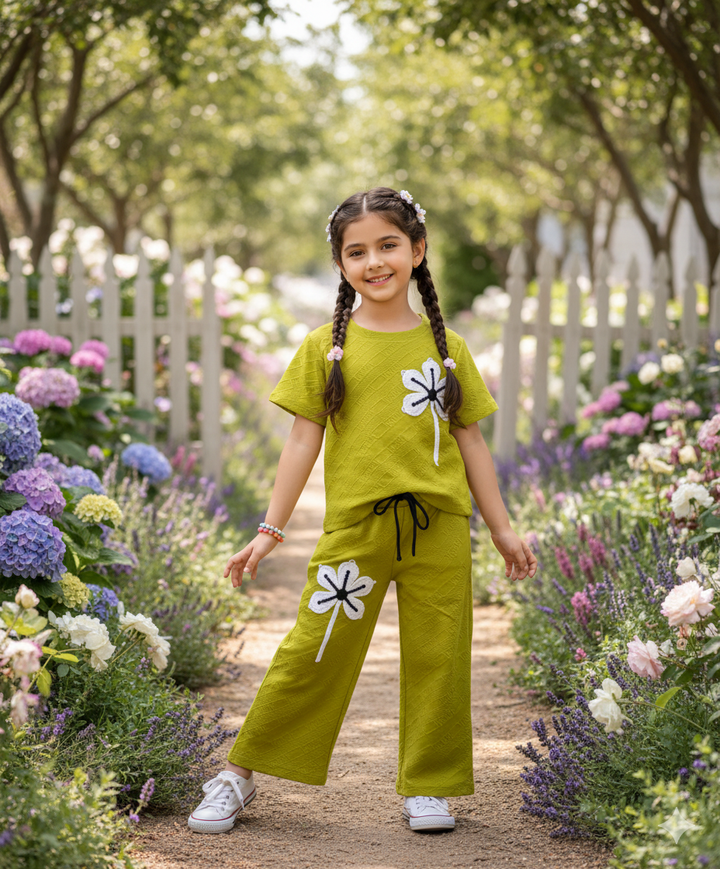 Girl's Green Causal Co-Ord Set [GCS-6308](4-12 Years)