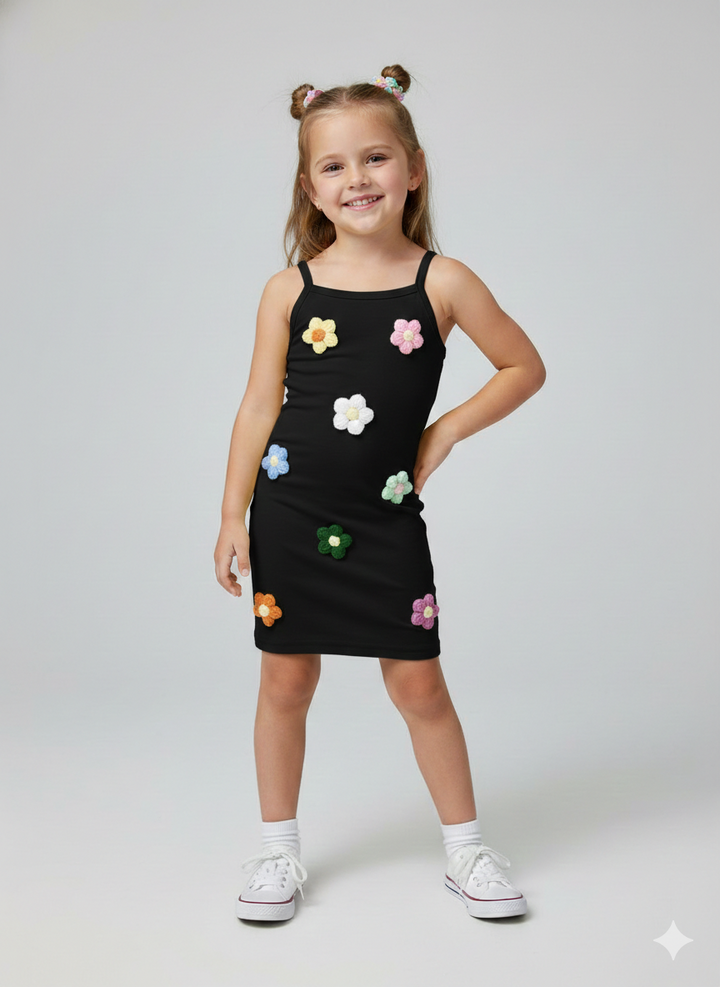 Girls Casual Black Bodycon Dress [GD-9242] (2-12 Years)