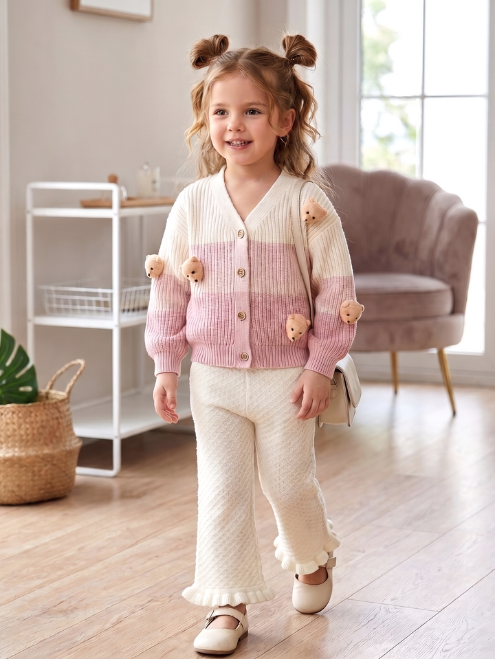 Girls Korean Knitted Winter Co-Ord Set [GCS-6337](1-6 Years)