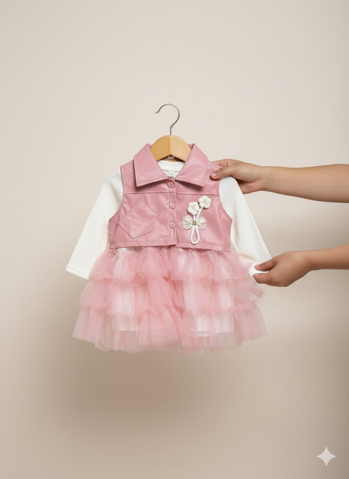 Girls 2 Piece Leather Frock [GF-6375] (1 - 4 Years)