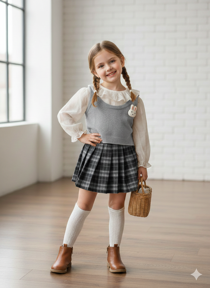 Girl's Imported 3 Piece Co-Ord Set [GCS-6241](1-6 Years)