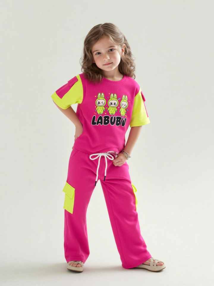 Girl's Labubu Hot Pink Co-Ord Set [GCS-6711] (4-12 Years)