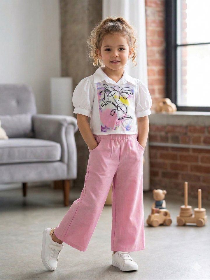 Girl's Cotton Printed Co-Ord Set [GCS-7332](4-12 Years)