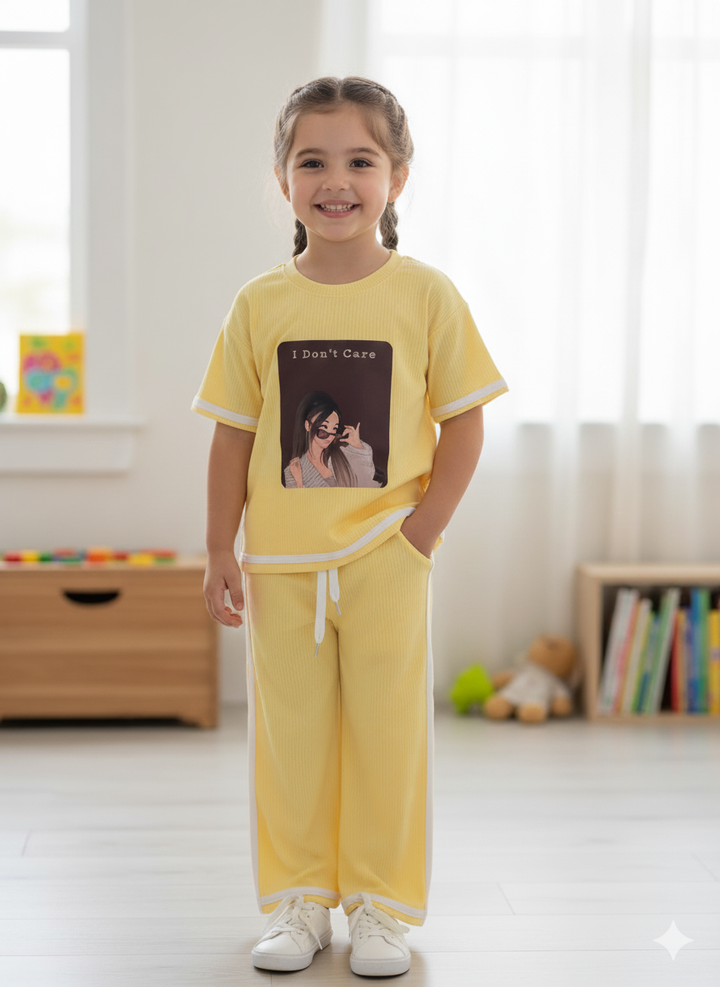 Girl's Causal Yellow Co-Ord  Set [GCS-6685](3-12 Years)