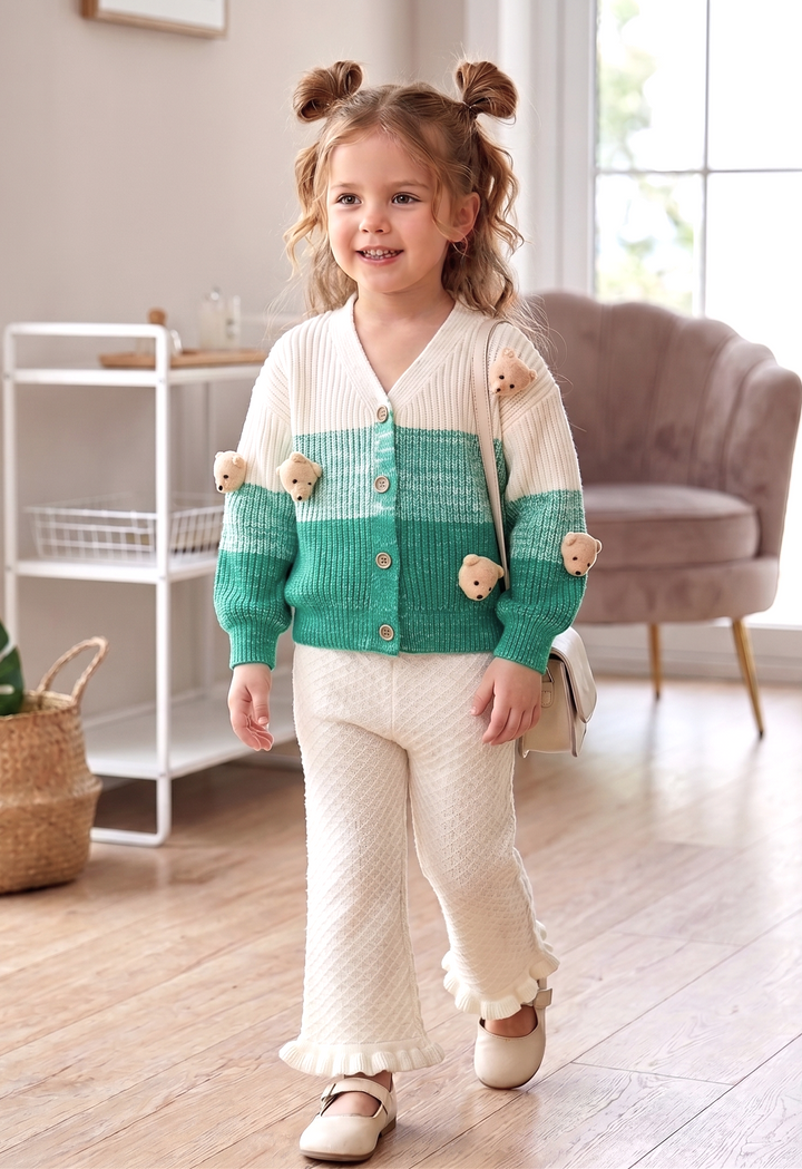 Girls Korean Knitted Winter Co-Ord Set [GCS-6338](1-6 Years)
