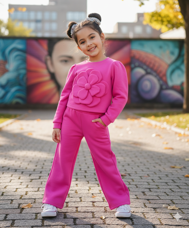 Girl's Designer Hot Pink Co-Ord Set [GCS-6460] (4-12 Years)