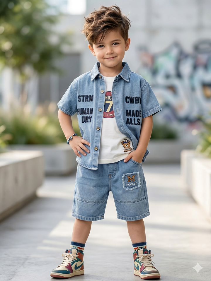 Boys Light Blue Imported Cord Set [BT -2054] [2-7 Years]