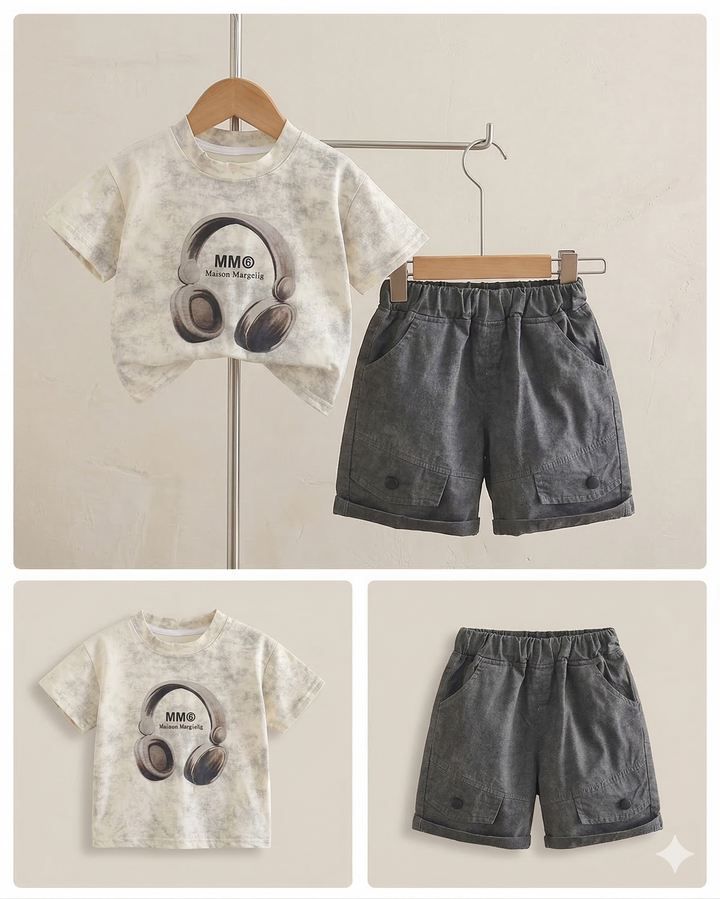 Boys White Imported Cord Set [BT -2048] [1-6 Years]