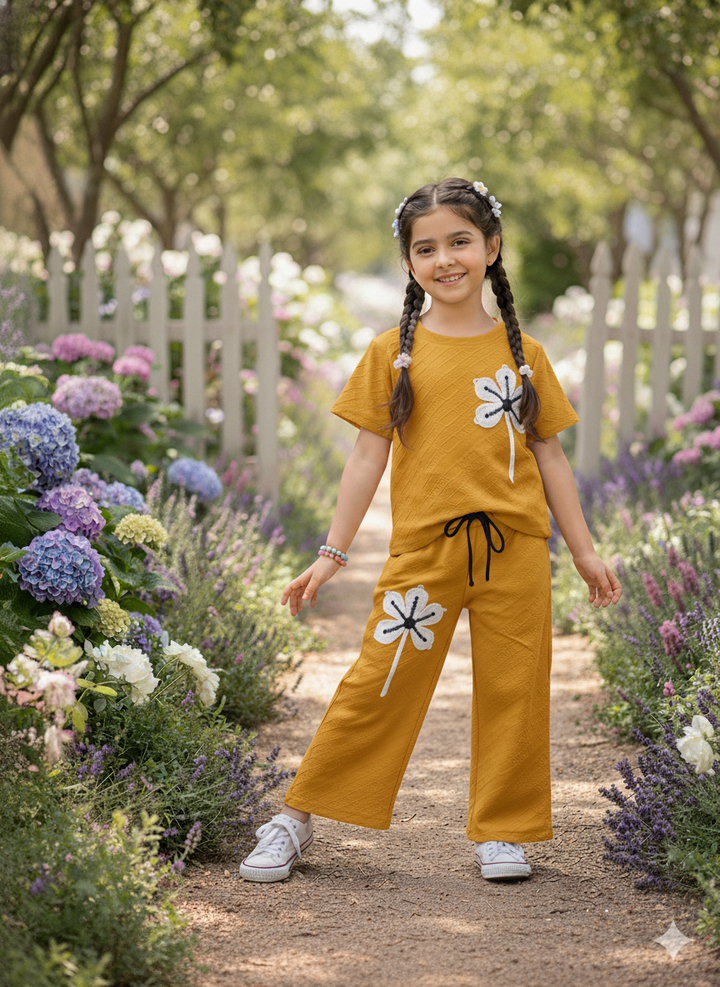 Girl's Mustard Yellow Causal Co-Ord Set [GCS-6309](4-12 Years)