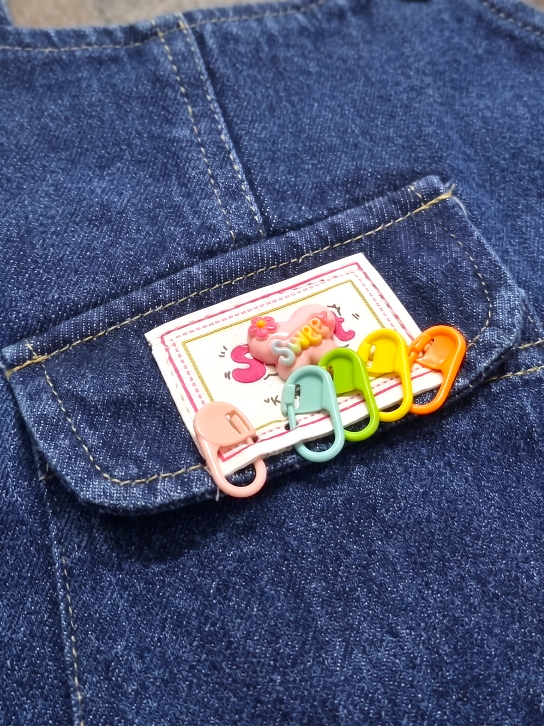 Girls Medium Blue Denim Jumpsuit  [GD-3547] (1-6Years)