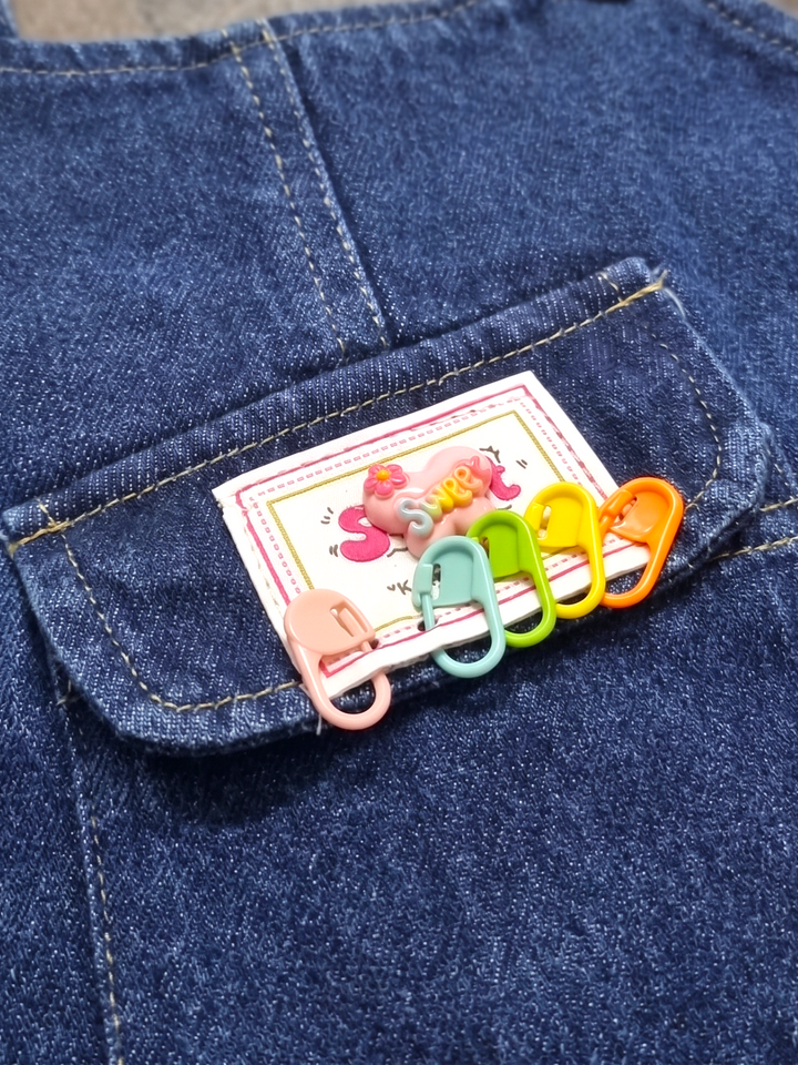 Girls Medium Blue Denim Jumpsuit  [GD-3547] (1-6Years)