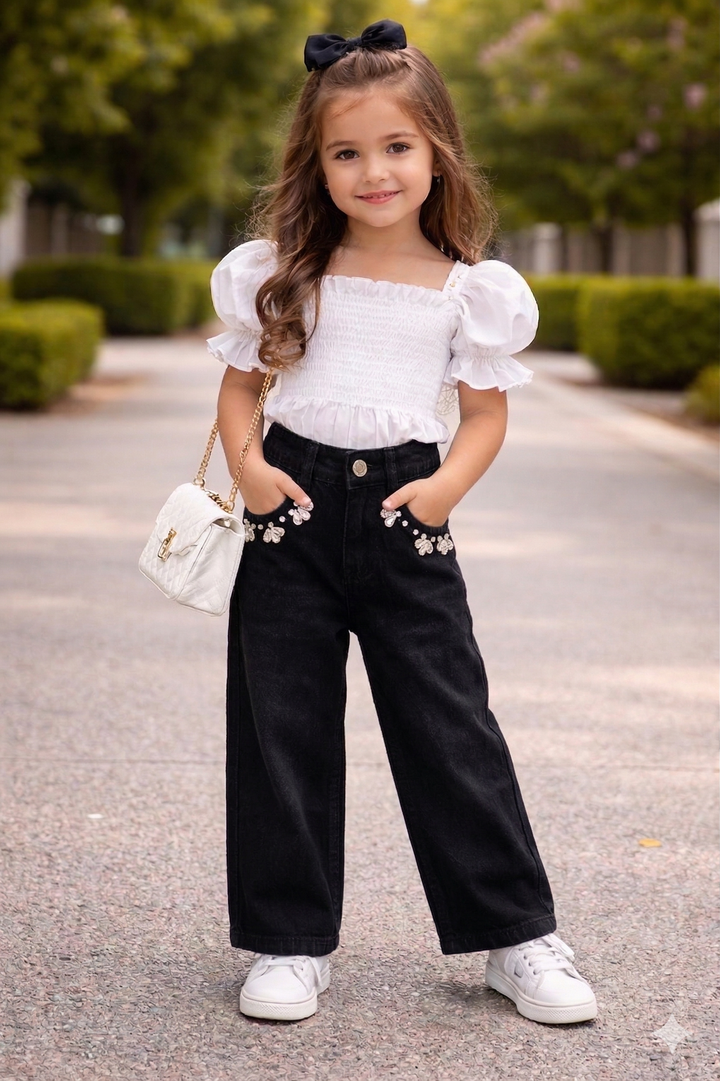 Girls Imported Black Straight Fit Denim (Only Jeans) [GJ-1077] (1-12Years)