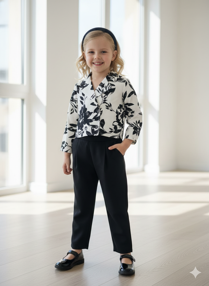 Girl's Printed Partywear Co-Ord Set [GCS-6149] (4-12 Years)