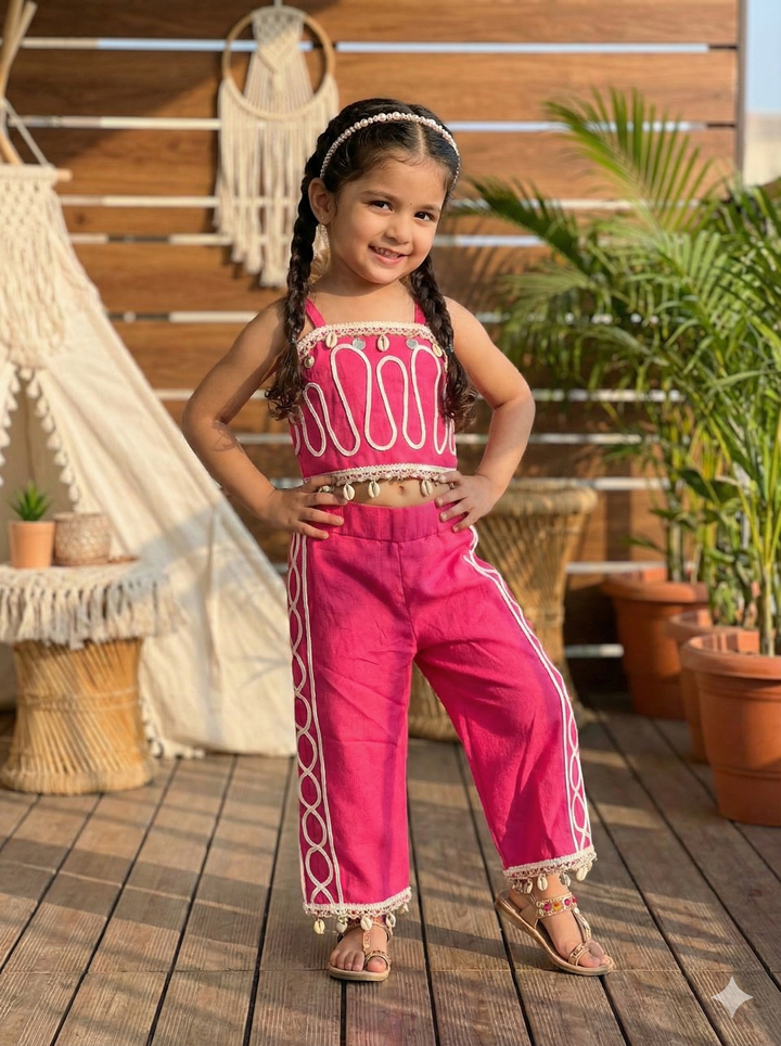 Girl's 3 Piece Pink Co-Ord Set [GCS-6121] (9M-6 Years)